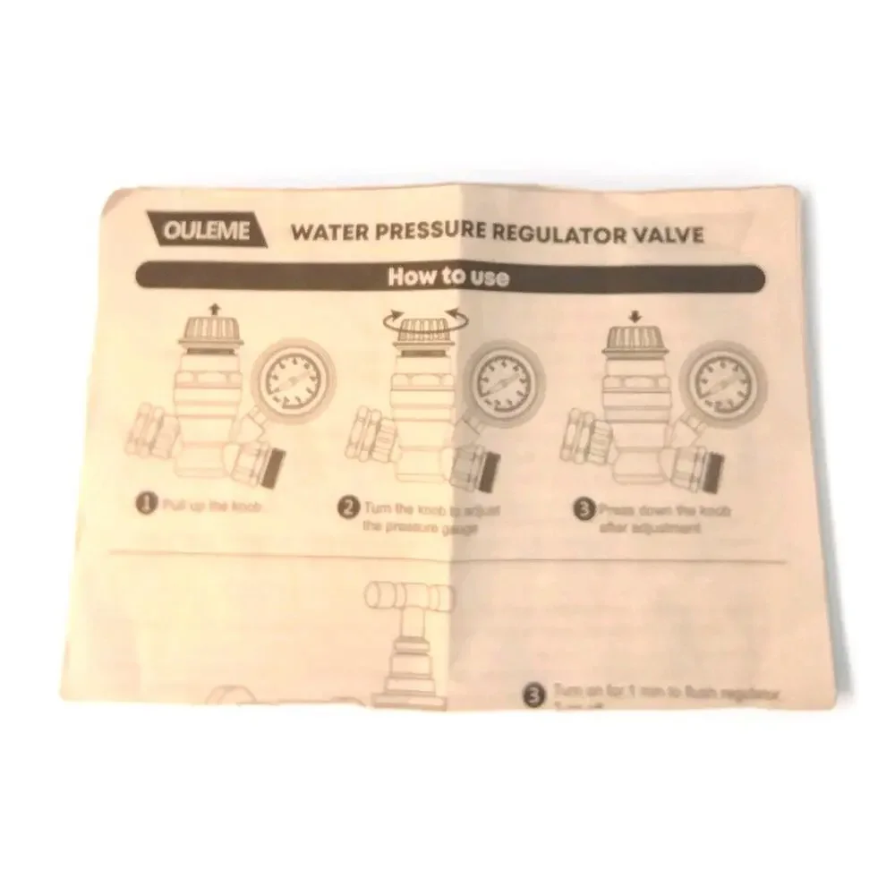 OULEME Adjustable RV Water Pressure Regulator Valve with Gauge & Filters, 3/4